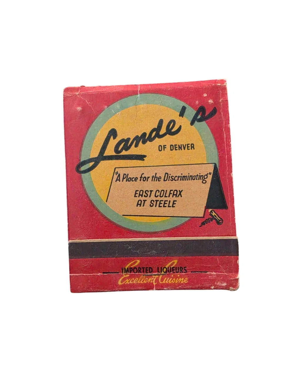 Vintage oversized matchbook from Lande's Restaurant and Lounge Denver CO